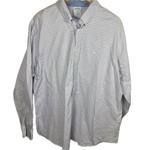 Brooks Brother Small Checked Regent Oxford Button Down Shirt Size XXL Preppy - Picture 1 of 6